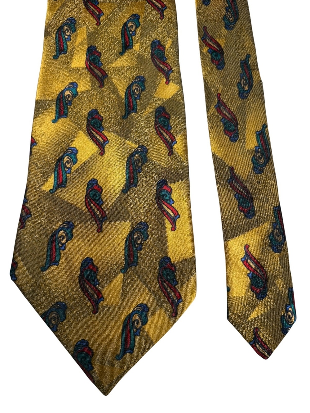 Gianni Versace Silk Gold Abstract Paisley Made in Italy Designer Tie